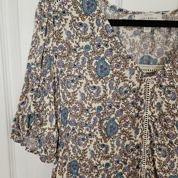 Lucky Brand paisley boho peasant blouse - Picture 4 of 7